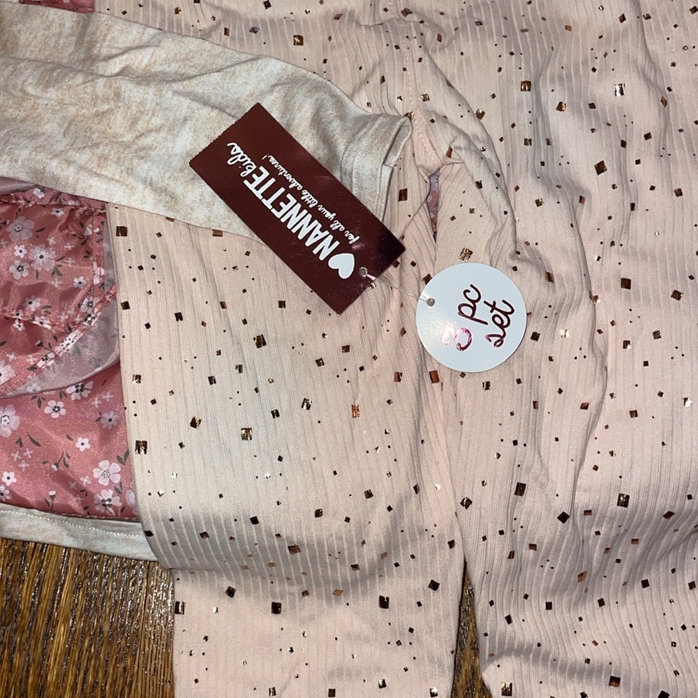 NWT NANNETTE LEPORE GIRLS 3P floral ruffle vest with shirt and sparkle legging 6 - Picture 6 of 6